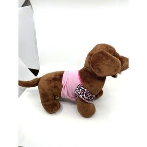 Build A Bear DACHSHUND Weiner DOG Plush BAB W/ Hello Kitty Leopard Pajama Top